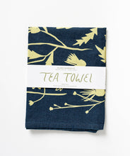Load image into Gallery viewer, Wild Weeds Linen Tea Towel - Indigo Wildflower Design
