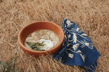 Load image into Gallery viewer, Wild Weeds Linen Tea Towel - Indigo Wildflower Design