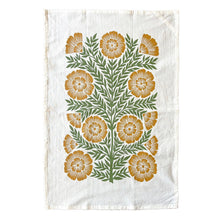 Load image into Gallery viewer, Green and Gold Floral Tea Towel