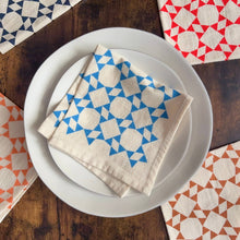 Load image into Gallery viewer, Hand Printed Flour Sack Napkins - Homespun Quilt: Tomato red
