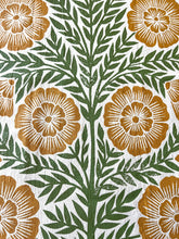 Load image into Gallery viewer, Green and Gold Floral Tea Towel