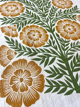 Load image into Gallery viewer, Green and Gold Floral Tea Towel