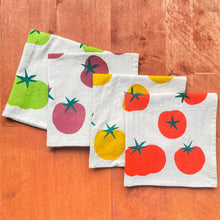 Load image into Gallery viewer, Tomatoes Multi-Color Hand Printed Cotton Napkins, Set of 4