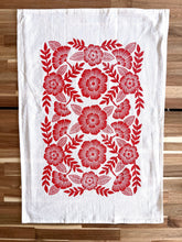 Load image into Gallery viewer, Red Florals Tea Towel
