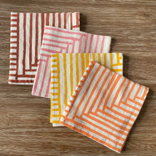 Load image into Gallery viewer, Warm Painterly Stripes Hand Printed Cotton Napkins, Set of 4: Set of 4 Rust