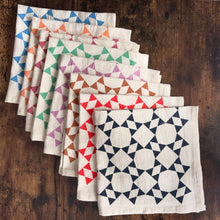Load image into Gallery viewer, Hand Printed Flour Sack Napkins - Homespun Quilt: Tomato red
