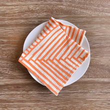 Load image into Gallery viewer, Warm Painterly Stripes Hand Printed Cotton Napkins, Set of 4: Set of 4 Rust
