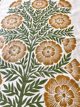 Load image into Gallery viewer, Green and Gold Floral Tea Towel
