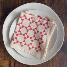 Load image into Gallery viewer, Hand Printed Flour Sack Napkins - Homespun Quilt: Tomato red
