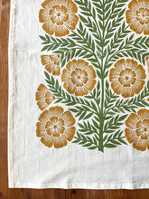 Load image into Gallery viewer, Green and Gold Floral Tea Towel
