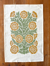 Load image into Gallery viewer, Green and Gold Floral Tea Towel
