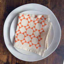 Load image into Gallery viewer, Hand Printed Flour Sack Napkins - Homespun Quilt: Tomato red
