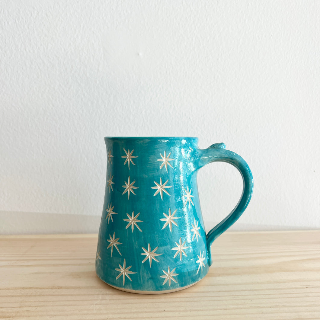 Large Turquoise Mug-Stars