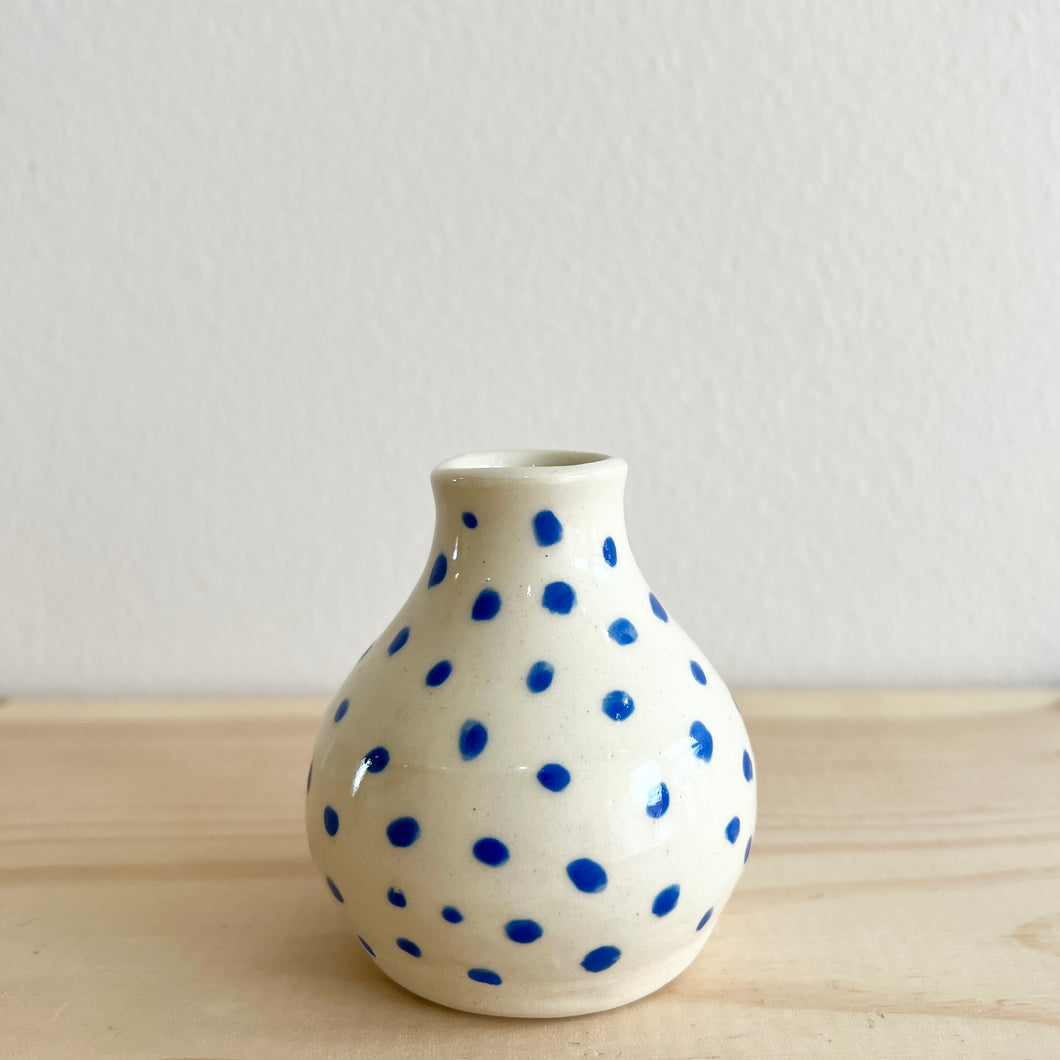Blue and White Bud Vase-Dots