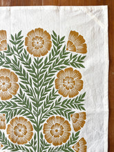 Load image into Gallery viewer, Green and Gold Floral Tea Towel
