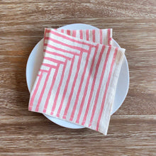 Load image into Gallery viewer, Warm Painterly Stripes Hand Printed Cotton Napkins, Set of 4: Set of 4 Rust
