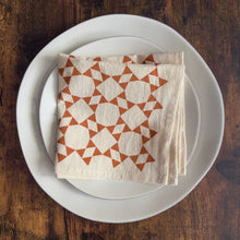 Load image into Gallery viewer, Hand Printed Flour Sack Napkins - Homespun Quilt: Tomato red
