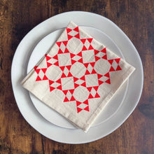 Load image into Gallery viewer, Hand Printed Flour Sack Napkins - Homespun Quilt: Tomato red
