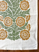 Load image into Gallery viewer, Green and Gold Floral Tea Towel
