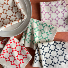 Load image into Gallery viewer, Hand Printed Flour Sack Napkins - Homespun Quilt: Tomato red
