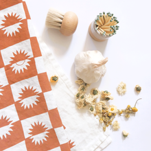 Load image into Gallery viewer, Sunrise Linen Tea Towel - Absorbent Towel, Graphic Sun Style: Siena
