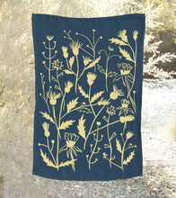 Load image into Gallery viewer, Wild Weeds Linen Tea Towel - Indigo Wildflower Design

