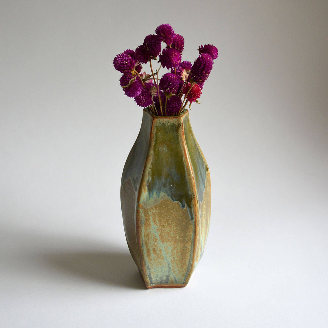 Five Sided Vase - Lichen